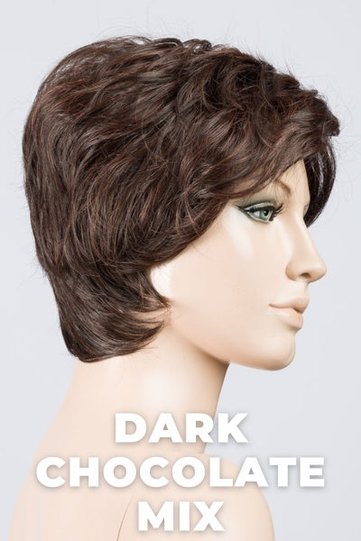 Ellen Wille Wigs - Cover - Dark Chocolate Mix. Warm Medium Brown, Dark Auburn, and Dark Brown Blend.