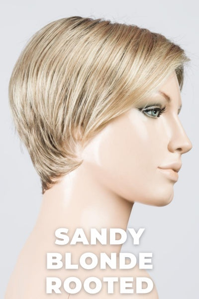 Ellen Wille Wigs - Jump - Sandy Blonde Rooted. Medium Honey Blonde, Light Ash Blonde, and Lightest Reddish Brown Blend with Dark Roots.