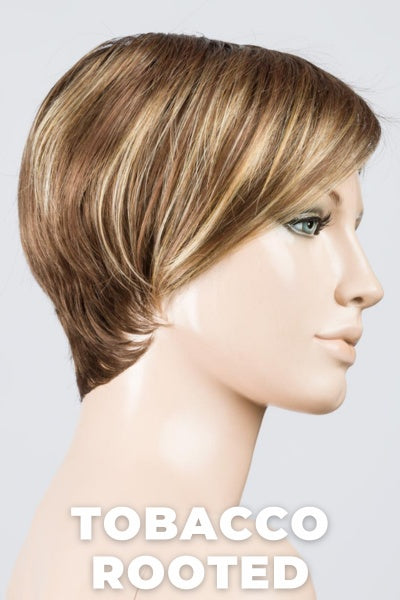 Ellen Wille Wigs - Jump - Tobacco Rooted. Medium Brown base with Light Golden Blonde highlights and Light Auburn lowlights and Dark Roots.