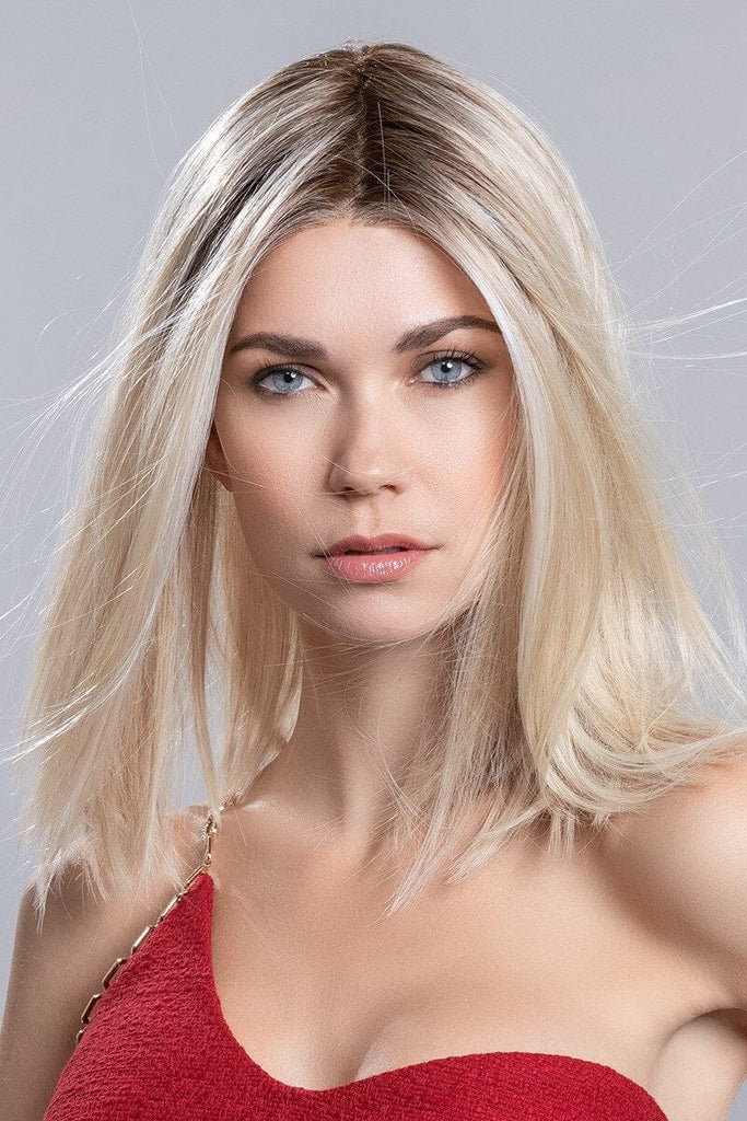 Sophisticated women wearing blonde lob cut wig Drive wig Ellen Wille.