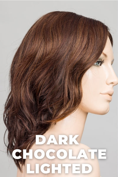 Ellen Wille Wigs - Mila - Dark Chocolate Lighted. Darkest Brown and Dark Auburn with Light Reddish Auburn Blend with Highlights Throughout and Concentrated in the Front