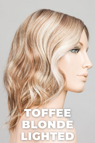 Ellen Wille Wigs - Mila - Toffee Blonde Lighted. Light Strawberry Blonde, Dark Strawberry Blonde and Lightest Pale Blonde Blend with Highlights throughout and Concentrated in the front.