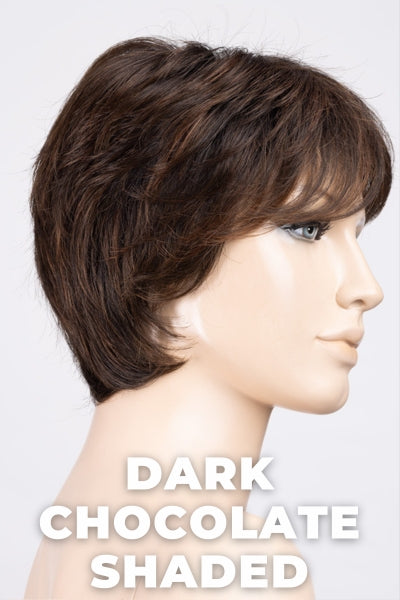 Ellen Wille Wigs - Prima Soft - Dark Chocolate Shaded. Dark Brown, Light Auburn, Darkest Brown Blend with Shaded Roots