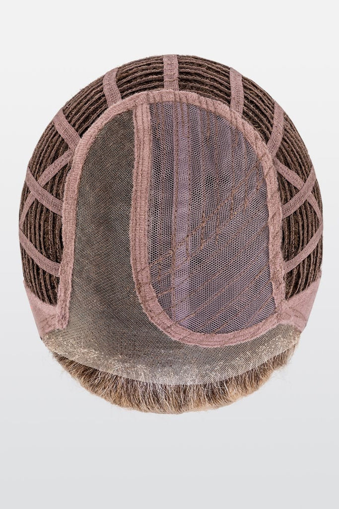 Cap construction showing a monofilament part and lace front.