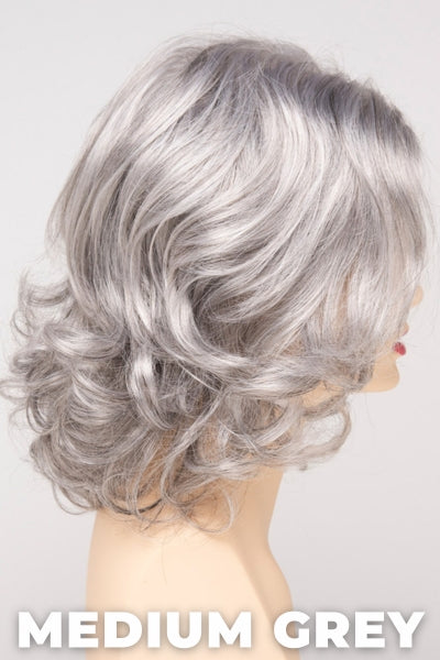 Color Swatch Medium Grey for Envy wig Jade. A silvery blend of salt and pepper with medium brown woven throughout.