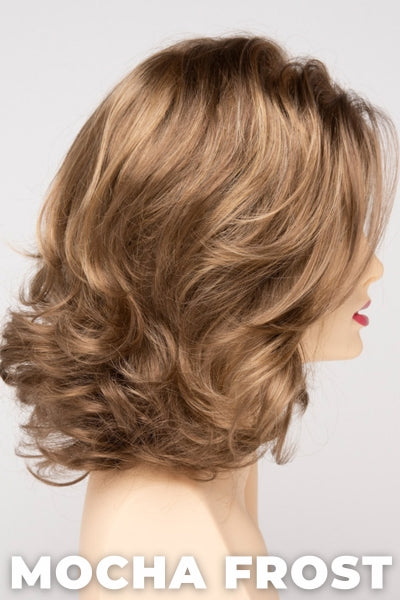 Color Swatch Mocha Frost for Envy wig Jade. Golden brown with subtle golden blonde highlights.