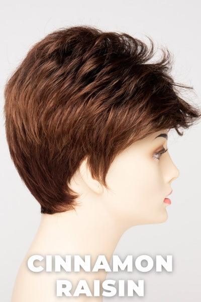 Color Swatch Cinnamon Raisin for Envy wig Jamie. A blend of medium chestnut brown with subtle golden auburn highlights.