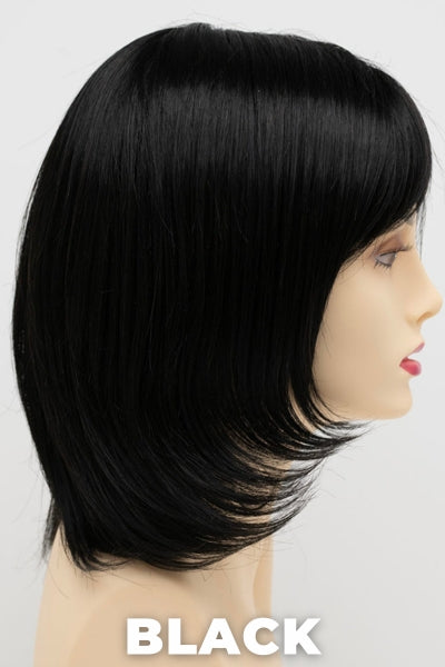 Color Swatch Black for Envy wig Jasmine. Rich dark ebony with subtle warm undertones.