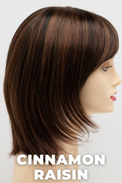 Color Swatch Cinnamon Raisin for Envy wig Jasmine. A blend of medium chestnut brown with subtle golden auburn highlights.
