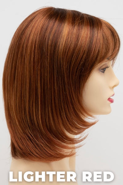 Color Swatch Lighter Red for Envy wig Jasmine. Auburn red base with bright copper and golden strawberry blonde highlights.