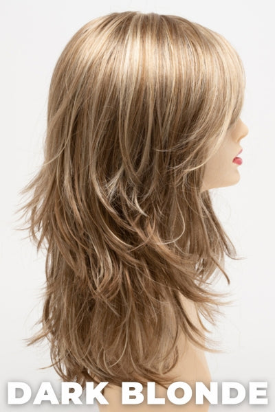 Color Swatch Dark Blonde for Envy wig Joy. Deep blonde with red undertones and bright wheat highlights.