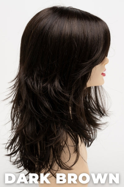 Color Swatch Dark Brown for Envy wig Joy. A blend of rich dark brown and dark mahogany brown with cool undertones.