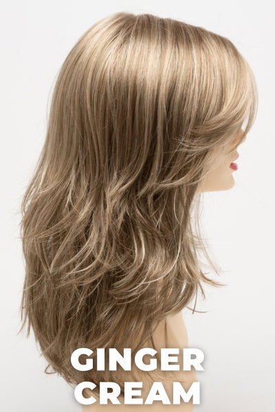 Color Swatch Ginger Cream for Envy wig Joy. Cool light brown and beige blonde blend with pale blonde highlights.