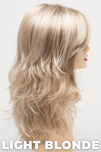 Color Swatch Light Blonde for Envy wig Joy. Golden blonde with creamy blonde and platinum blonde highlights.