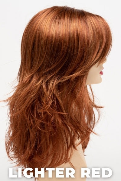 Color Swatch Lighter Red for Envy wig Joy. Auburn red base with bright copper and golden strawberry blonde highlights.