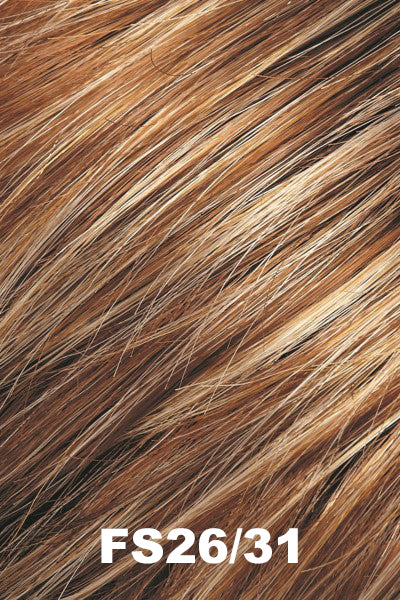 Jon Renau - Human Hair Colors - FS26/31 (Caramel Syrup). Medium Natural Red Brown w/ Medium Red Golden Blond bold highlights.