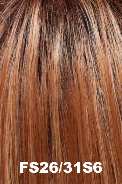 Jon Renau - Human Hair Colors - FS26/31S6 (Salted Caramel). Medium red brown with copper blonde highlights with brown roots.