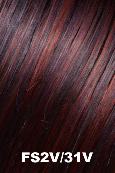 Jon Renau - Shaded Synthetic Colors - FS2V/31V (Chocolate Cherry). Black/Brown Violet, Med Red/Violet Blend with Red/Violet Bold Highlights.