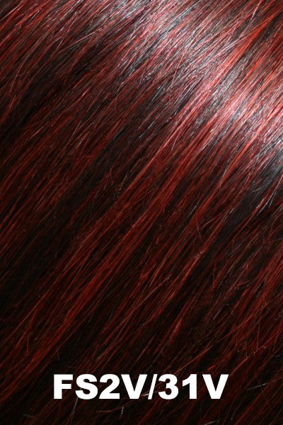 Jon Renau - Human Hair Colors - FS2V/31V (Chocolate Cherry). Black/Brown Violet, Med Red/Violet Blend with Red/Violet Bold Highlights.