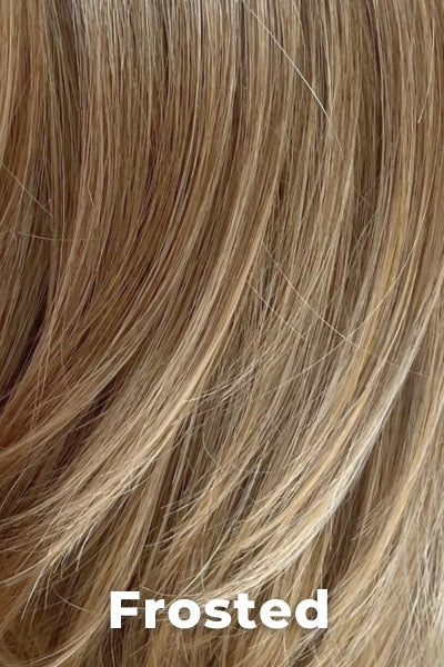 Color Swatch Frosted for Envy wig Hannah Human Hair. Creamy blonde with cool undertones and warm beige blonde tips.