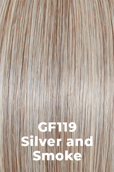 Gabor Wigs - Glam Era - Silver and Smoke (GF119). Light Caramel Brown with 80% Gray in front, gradually blended into 50% Gray for a darker nape area.