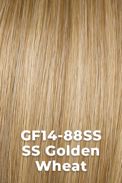 Gabor Wigs - Jaw Dropper - SS Golden Wheat (GF14-88SS). Dark roots that blend into dark Blonde Blended with Pale Blonde Highlights
