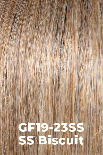 Gabor Wigs - Glam Era - SS Biscuit (GF19-23SS). A dark rooted, Light Ash Blonde blended with cool Platinum Blonde.