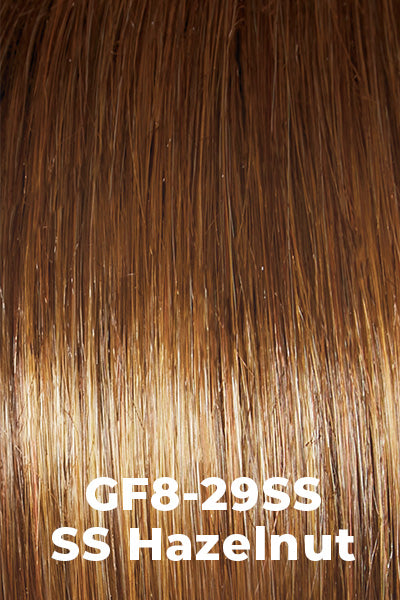 Gabor Wigs - Jaw Dropper -  SS Hazelnut (GF8-29SS). Medium Brown with soft Ginger Highlights and a Dark Brown root