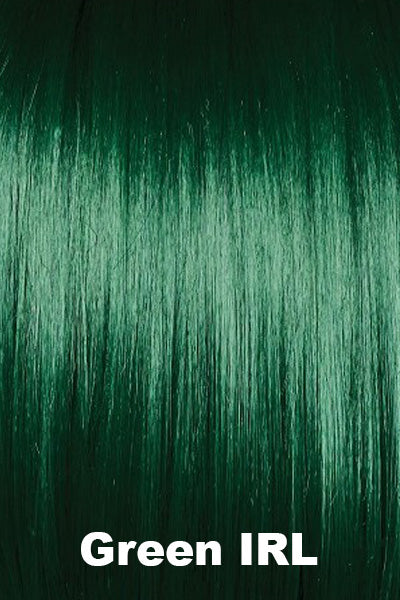 Hairdo - Synthetic Colors - Green IRL. Deep saturated green color with blue understones and dark rooting.