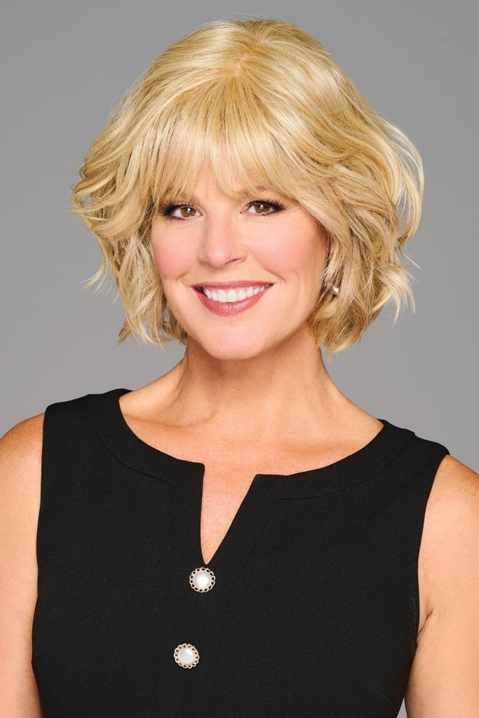 Woman wearing Top Beach Waves in the color Golden Wheat.