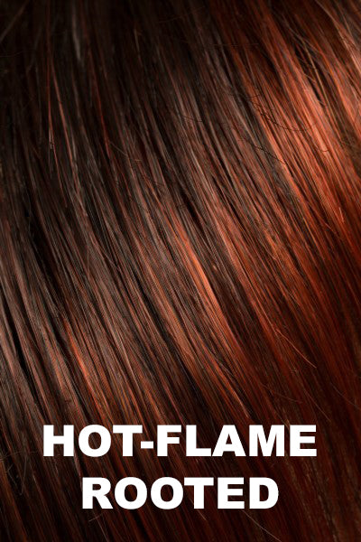 Ellen Wille - Rooted Synthetic Colors - Hot Flame Rooted. Bright Cherry Red and Dark Burgundy mix with Dark Roots.