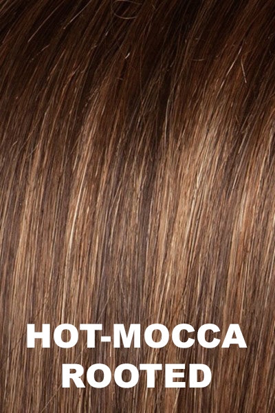 Ellen Wille - Rooted Synthetic Colors - Hot Mocca Rooted. Medium Brown, blended with Light Brown and Light Auburn, with Dark Roots.