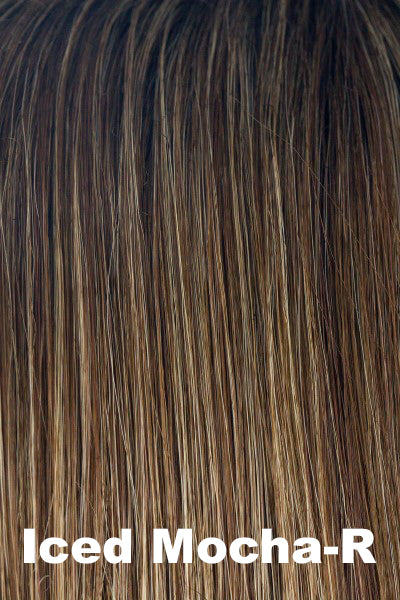 Rene of Paris - Shaded Synthetic Colors - Iced Mocha-R. Shadowed Roots on Medium Brown (8) w/ Gold Blonde (140+24) Highlights.