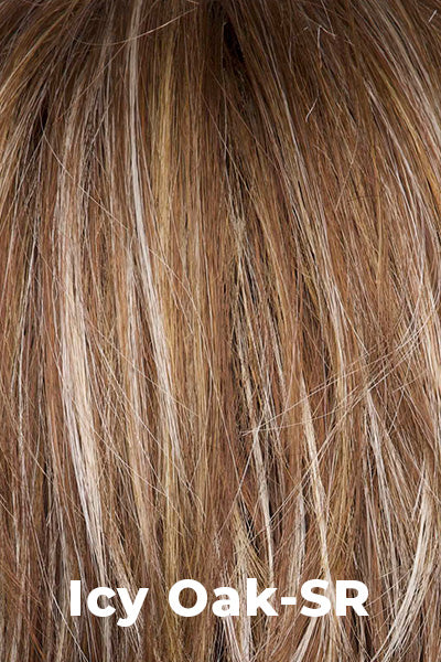 Rene of Paris - Shaded Synthetic Colors - Icy Oak-SR. Warm medium brown base with golden blond+ white gold highlights, soft shadowed root effect.