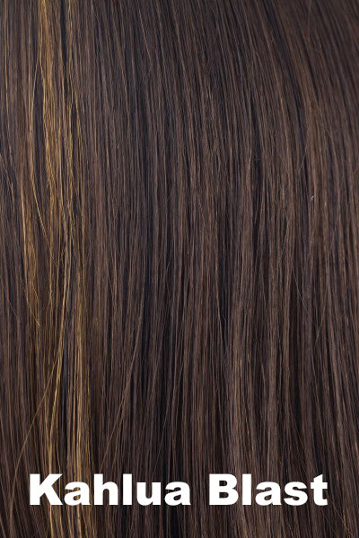 Noriko - Synthetic Colors - Kahlua Blast. Medium Brown base with Honey Blonde highlights in the front.