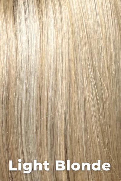 Color Swatch Light Blonde for Envy wig Lynsey Human Hair Blend.  Golden blonde with creamy blonde and platinum blonde highlights.