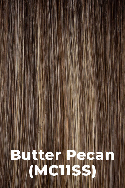 Kim Kimble Wigs - Leilani - Butter Pecan (MC11SS). Medium Brown with Honey highlights and Dark roots.