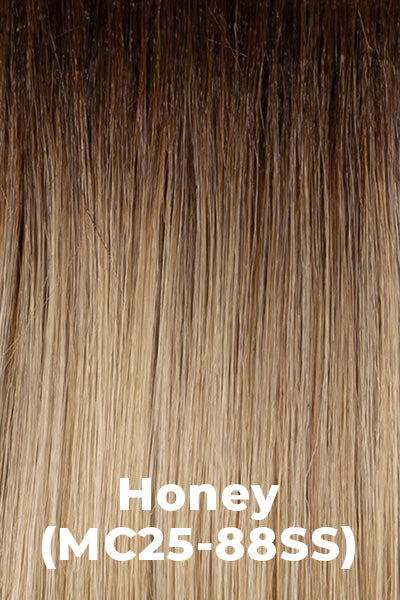 Kim Kimble Wigs - 14" Classic Bob Headband Wig - Honey (MC25/88SS). Beige Blonde base with Rich Medium Brown roots.