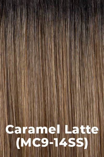 Kim Kimble - Synthetic Colors - Caramel latte (MC9/14SS). Medium Warm Blonde base with Dark Brown roots.