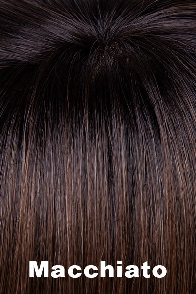 Envy - Synthetic Colors - Macchiato. A beautiful blend of chestnut brown and soft dark blonde with dark brown roots.