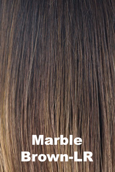Noriko - Shaded Synthetic Colors - Marble Brown-LR. Rooted Dark Brown (8), Blend of Medium brown and Light Honey Brown ends.