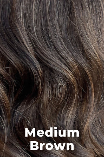 Color Swatch Medium Brown for Envy wig Nadia.  A rich neutral brown with lowlights and highlights woven throughout.