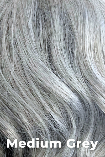 Color Swatch Medium Grey for Envy wig Harper. A silvery blend of salt and pepper with medium brown woven throughout.