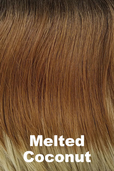 Noriko - Shaded Synthetic Colors - Melted Coconut. Deep brown root, blended down into a warm medium brown with lightest white blonde tips.