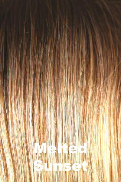 Rene of Paris - Synthetic Colors - Melted Sunset. Bronzed Brown root, Light Strawberry mix with Light Blonde for the tips.