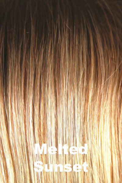 Amore - Synthetic Colors - Melted Sunset. Bronzed Brown root, Light Strawberry mix with Light Blonde for the tips.