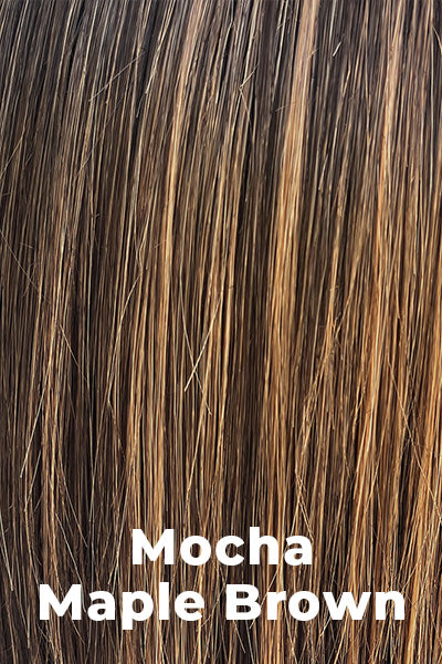 Belle Tress Wigs - Manchester (CT-1032) - Mocha Maple Brown Average. Dark Brown Base with Medium Chocolate and Toffee Brown Highlights.