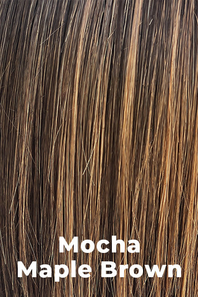 Belle Tress - Synthetic Colors - Mocha Maple Brown. Dark brown base with medium chocolate and toffee brown highlights.