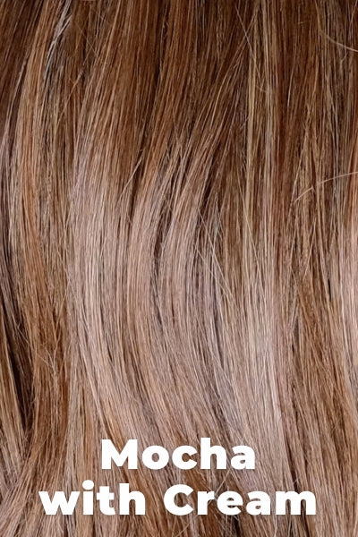 Belle Tress - Synthetic Colors - Mocha w/ Cream. A rich darkest brown root with a blend of dark chocolate brown and cinnamon along with milk chocolate, the cool blonde, and light blonde highlights. (Rooted Color).