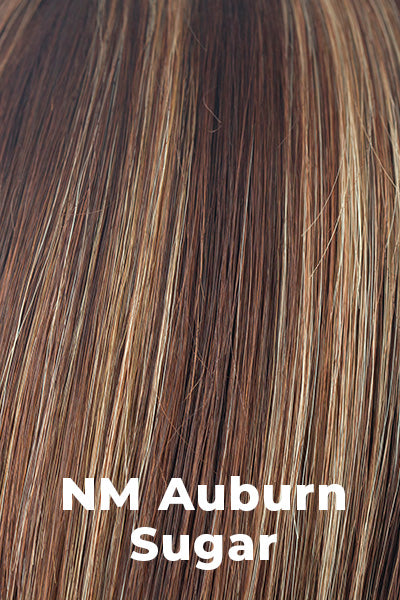 Noriko - Natural Movement Synthetic Colors - NM Auburn Sugar. Dark auburn color with highlights of golden and pale blonde.